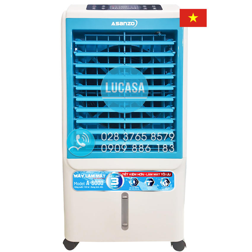 Máy làm mát không khí Asanzo A-6000 - Bình nước 40 Lít, công suất 150W