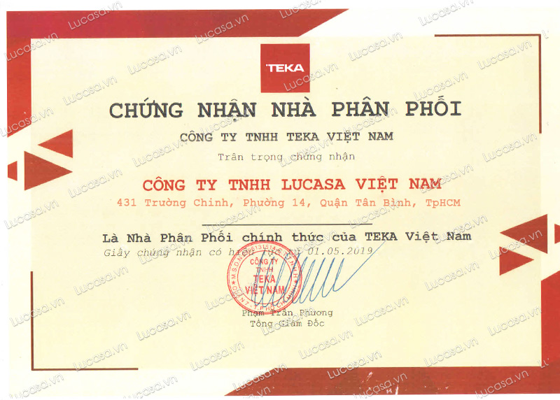 Giấy chứng nhận Nhà Phân Phối Teka chính hãng