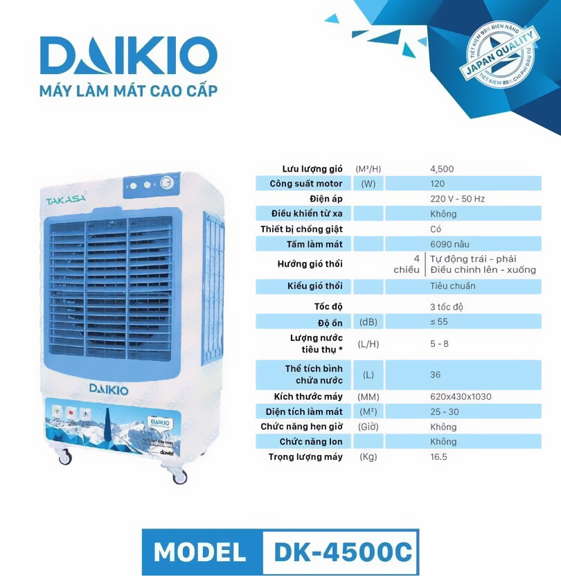 Daikio DK-4500C hình dáng mẫu mã đẹp độc quyền của Daikio