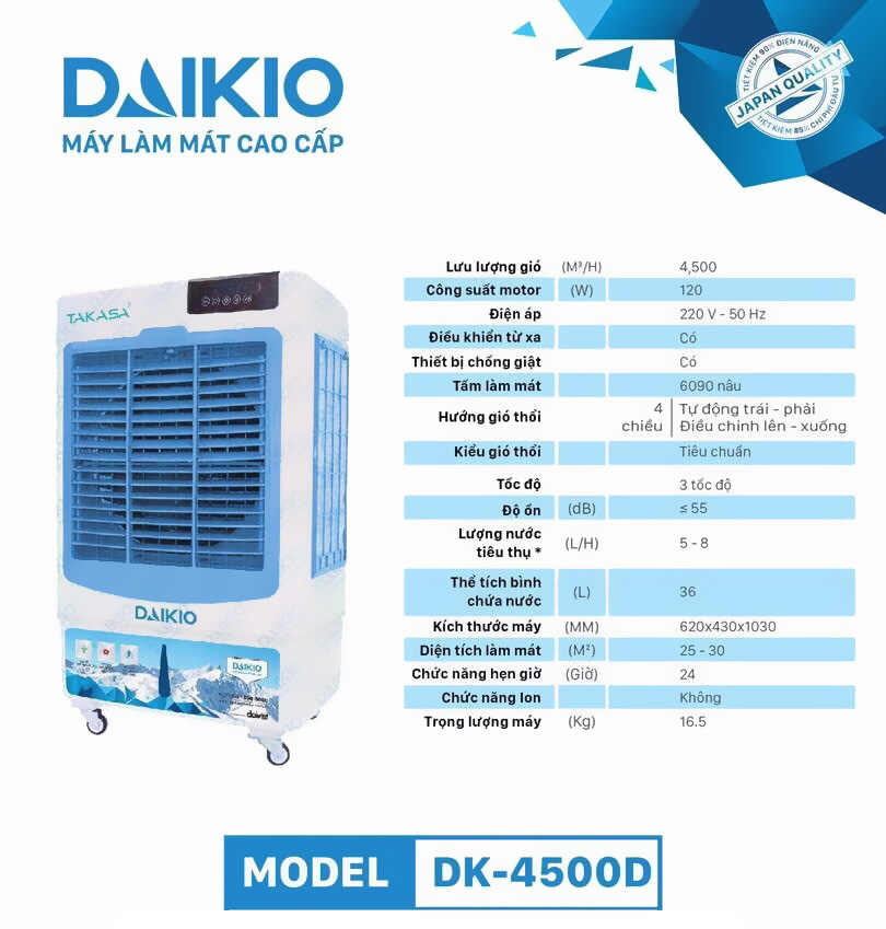 Daikio DK-4500D hình dáng mẫu mã đẹp độc quyền của Daikio