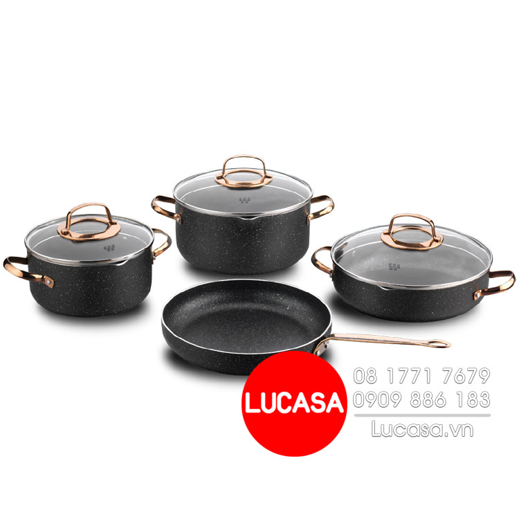 Bộ Nồi Chảo Korkmaz Galaksi A1372 - 3 Nồi Có Nắp + Chảo