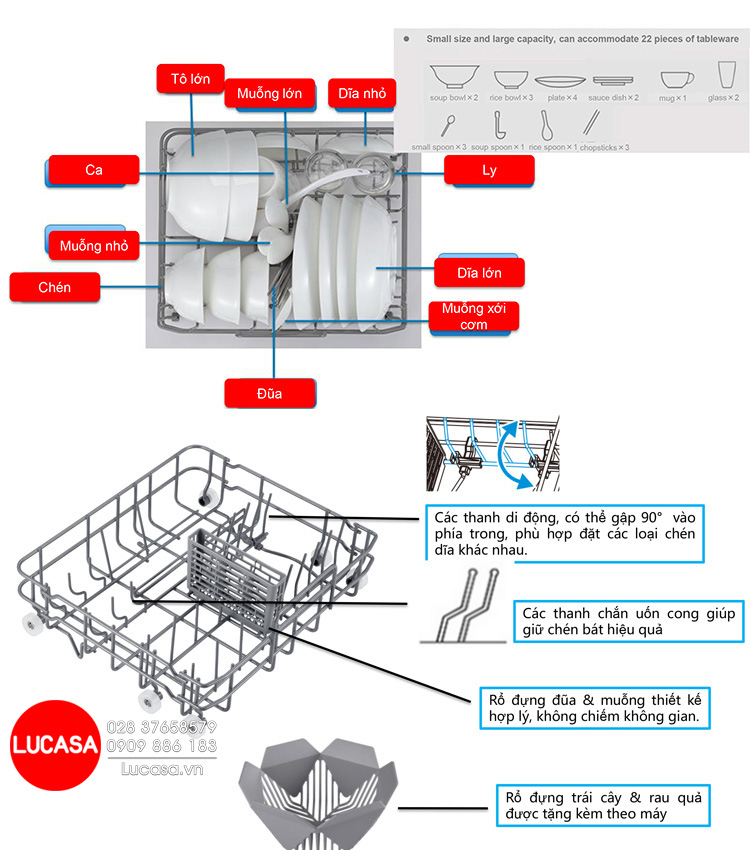 Máy Rửa Chén Mini Toshiba DWS-22AVN(N)